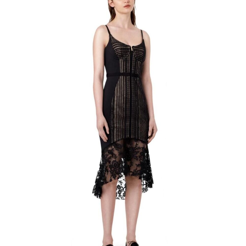 Three Floor Black lace midi dress with zipper - Picture 2 of 8